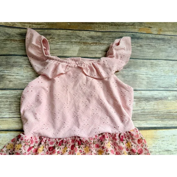 PINK AND FLOWER DRESS-SIZE 10 - Picture 5 of 7